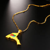 Eritrea Map & Flag Pendant Necklace African Jewelry