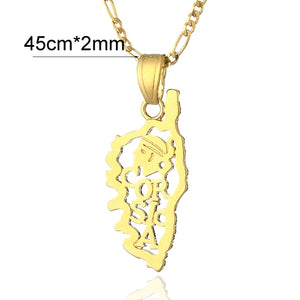 Gold Corsica Map Pendant Necklace for Men & Women
