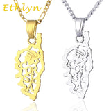 Gold Corsica Map Pendant Necklace for Men & Women