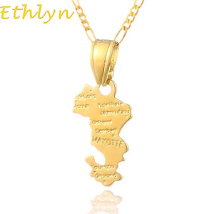 Mayotte Map Pendant & Necklace for Mahore People P36