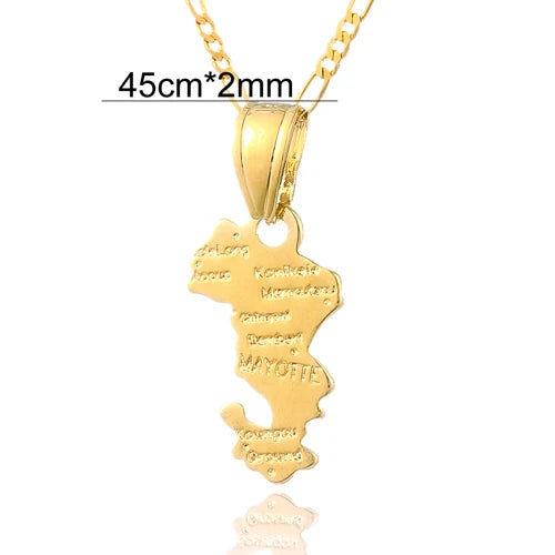 Mayotte Map Pendant & Necklace for Mahore People P36