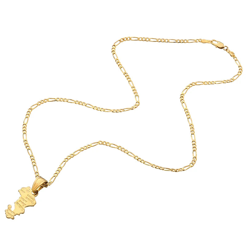 Mayotte Map Pendant & Necklace for Mahore People P36