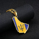 Punk Barbados Island Map Flag Pendant Necklaces