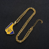 Punk Barbados Island Map Flag Pendant Necklaces