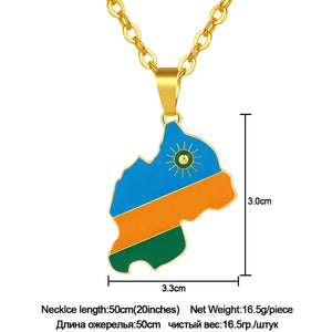 Rwanda Map Flag Charm Pendant Necklace Rwandans Jewelry African Women/Girls