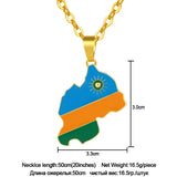 Rwanda Map Flag Charm Pendant Necklace Rwandans Jewelry African Women/Girls