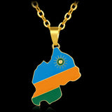 Rwanda Map Flag Charm Pendant Necklace Rwandans Jewelry African Women/Girls