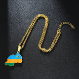Rwanda Map Flag Charm Pendant Necklace Rwandans Jewelry African Women/Girls