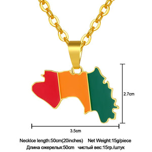 Stainless Steel Guinea Map Pendant Necklace Women Girls Jewelry