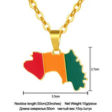 Stainless Steel Guinea Map Pendant Necklace Women Girls Jewelry