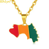 Stainless Steel Guinea Map Pendant Necklace Women Girls Jewelry