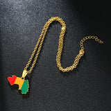 Stainless Steel Guinea Map Pendant Necklace Women Girls Jewelry