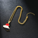 Stainless Steel Iraq Map Flag Necklace