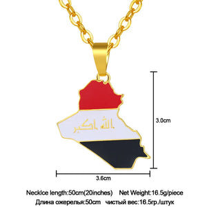 Stainless Steel Iraq Map Flag Necklace