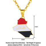 Stainless Steel Iraq Map Flag Necklace