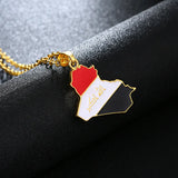 Stainless Steel Iraq Map Flag Necklace