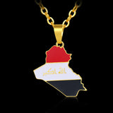 Stainless Steel Iraq Map Flag Necklace
