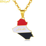 Stainless Steel Iraq Map Flag Necklace