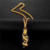 Copper Dragon Pendant Necklaces Prosperity Good Luck Father Days
