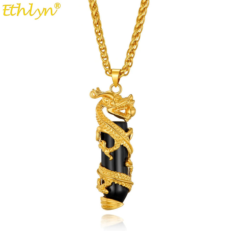 Copper Dragon Pendant Necklaces Prosperity Good Luck Father Days