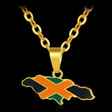 Jamaican Map & Flag Pendant Necklace