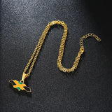 Jamaican Map & Flag Pendant Necklace