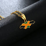 Jamaican Map & Flag Pendant Necklace