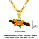 Jamaican Map & Flag Pendant Necklace