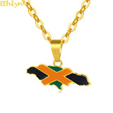 Jamaican Map & Flag Pendant Necklace