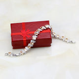 925 Silver Champagne Cubic Zircon Charm Bracelet For Women 7 INCH
