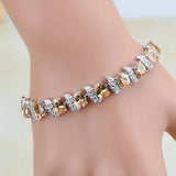 925 Silver Champagne Cubic Zircon Charm Bracelet For Women 7 INCH