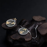 925 Silver Chinese Style Round Jade Earrings EH122