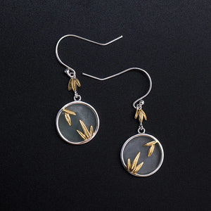 925 Silver Chinese Style Round Jade Earrings EH122