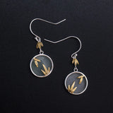 925 Silver Chinese Style Round Jade Earrings EH122