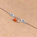 925 Silver Red Agate Anklet Double Fish Foot Chain JL009