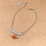 925 Silver Red Agate Anklet Double Fish Foot Chain JL009