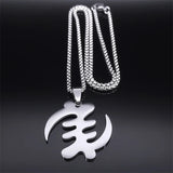 Adinkra Gye Nyame Chain Necklace Stainless Steel Silver Ghana Jewelry