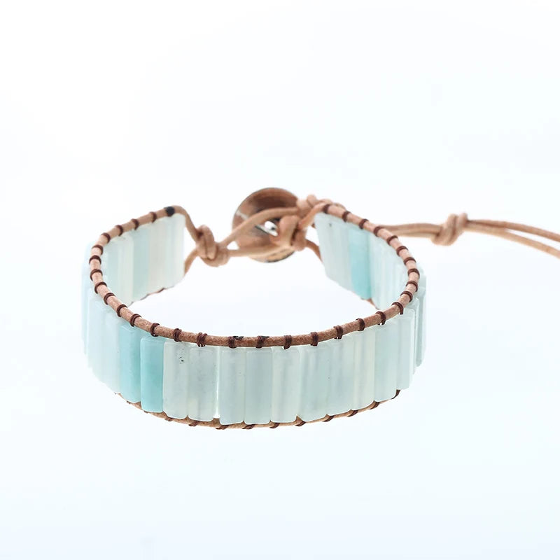 Amazonite Wrap Bracelet Geometric Stone Bohemian Jewelry