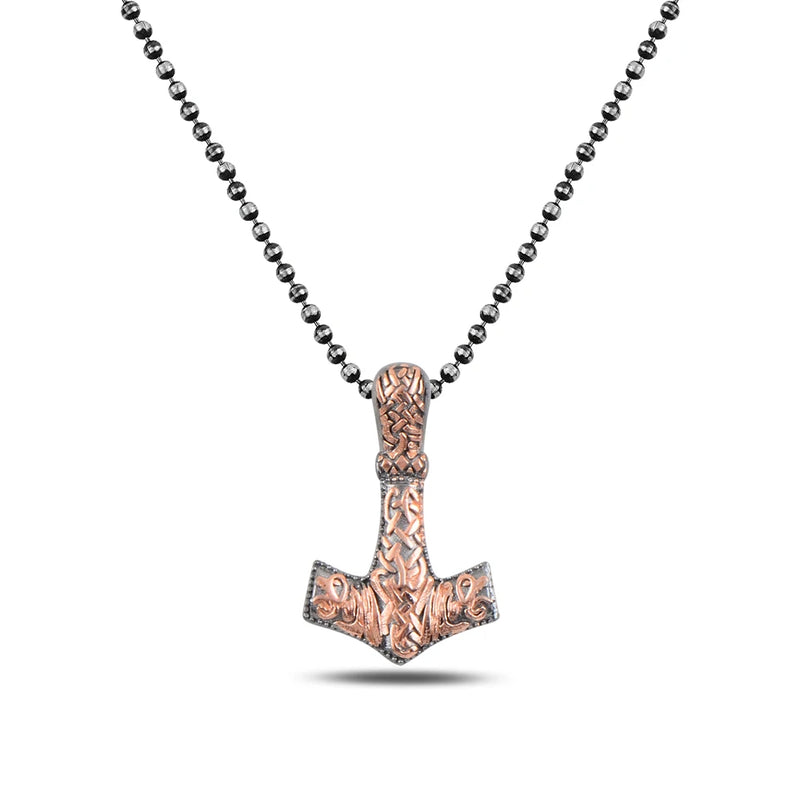 Ethnic Anchor Charm Silver Men Necklace Rudder Nautical Gothic Bead Chain
