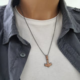 Ethnic Anchor Charm Silver Men Necklace Rudder Nautical Gothic Bead Chain