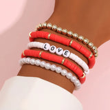 Colorful Bohemian Bracelet Set with Pearl Detail - 5 Piece Set