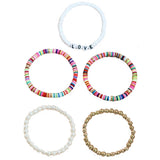Colorful Bohemian Bracelet Set with Pearl Detail - 5 Piece Set
