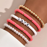 Colorful Bohemian Bracelet Set with Pearl Detail - 5 Piece Set