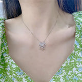 Chinese Style Longevity Lock Charm Necklace 925 Sterling Silver Jade Pendant