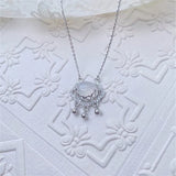 Chinese Style Longevity Lock Charm Necklace 925 Sterling Silver Jade Pendant