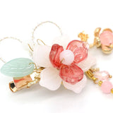 Ethnic Crystal Pink Floral Hair Clip With Long Tassel Barrettes