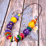 Ethnic Layer Big Bead Wood Necklace & Pendant Leather Bohemian Jewelry