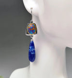 Boho Purple Stone Drop Earrings Two Tone Metal
