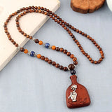 Ethnic Ebony Wooden Alloy Mixed Pendant Necklace