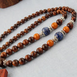 Ethnic Ebony Wooden Alloy Mixed Pendant Necklace